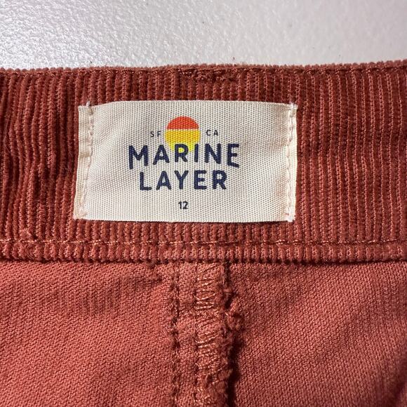 Marine Layer Women's Bridget Corduroy Wide Leg Cropped Stretch Pant Barn Red 12 - Picture 8 of 9